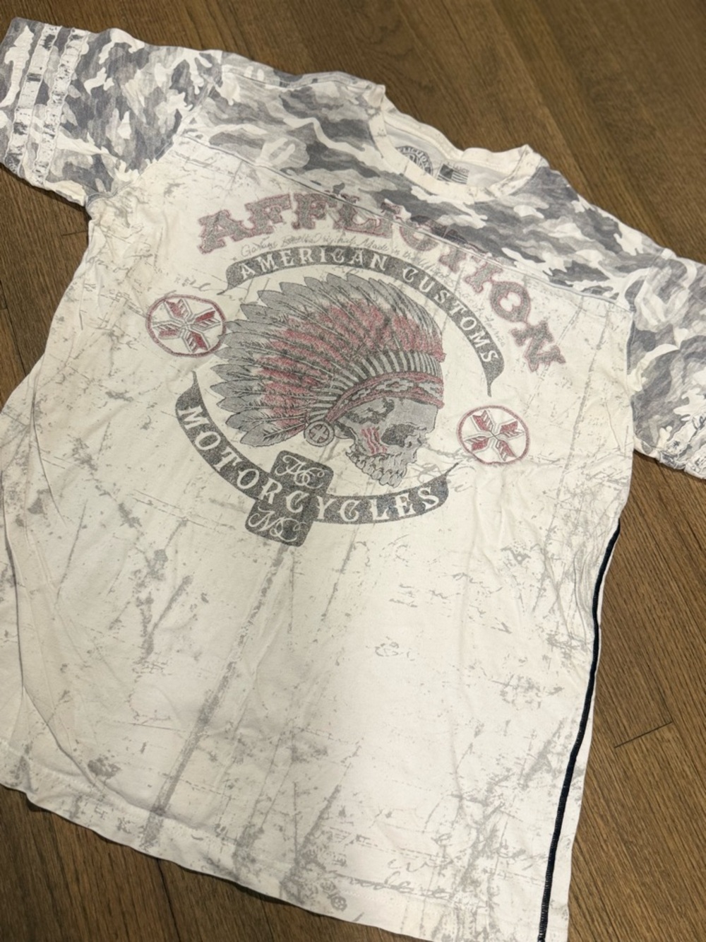 Affliction Y2K White American Customs Tee: Size XL